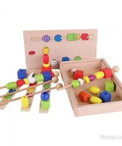 Дървен пъзел с мъниста за забавна игра