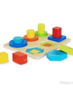 Дървен пъзел сортер с геометрични форми