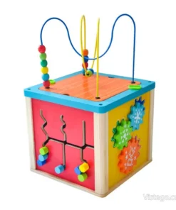 Дървена играчка куб с активности