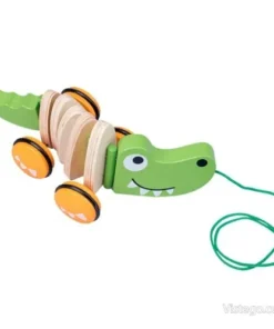 Дървена играчка за дърпане за деца - крокодилче