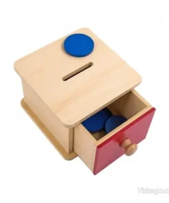 Дървена кутия с жетони за Монтесори