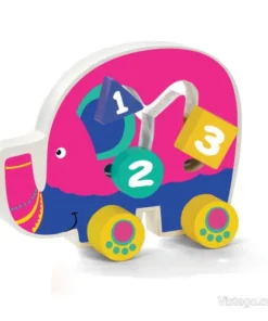 Дървено слонче на колела за игра