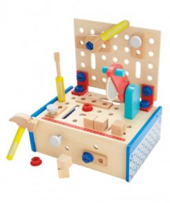 Детска дървена работна маса с циркуляр и инструменти