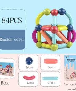 Магнитен конструктор с топчета и пръчки 84 части