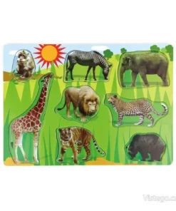Пъзел с диви животни от дърво за деца