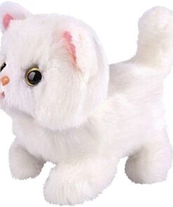 Плюшено бяло коте с интерактивни функции