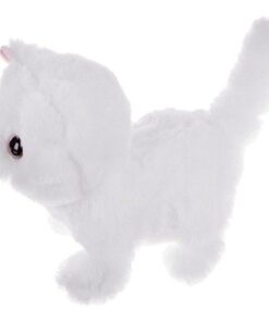 Плюшено бяло коте с интерактивни функции