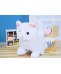 Плюшено бяло коте с интерактивни функции