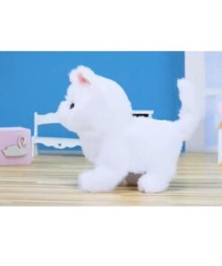 Плюшено бяло коте с интерактивни функции