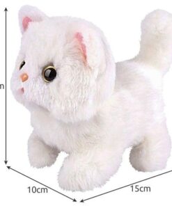 Плюшено бяло коте с интерактивни функции