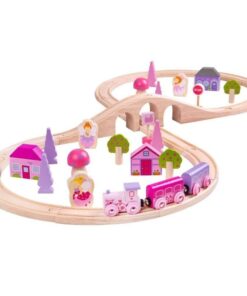 Дървен влак с релси приказни фигурки Bigjigs