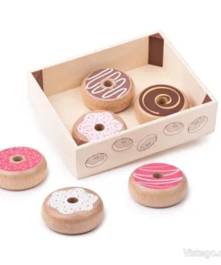 Дървена касетка с понички за детска игра