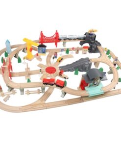 Дървено влакче с релси с кръстовище 130 елемента