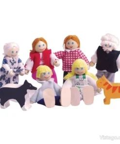 Комплект дървени кукли за куклена къща