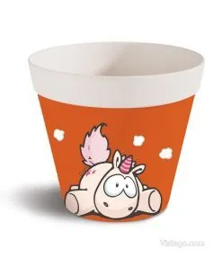 Бамбукова саксия с весел дизайн - оранжева