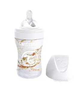 Бебешко шише от стомана Twistshake – Мраморно бяло