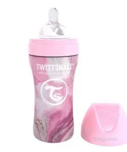 Бебешко шише за удобно хранене - Мраморно розово