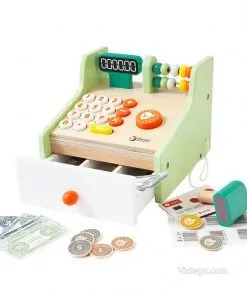 Дървен касов апарат играчка с аксесоари