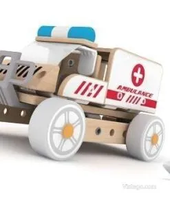 Дървен конструктор за деца с линейка