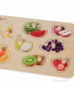 Дървен пъзел плодове за ранно учене
