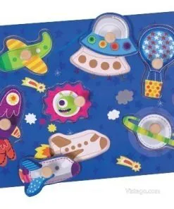 Дървен пъзел за деца - космос