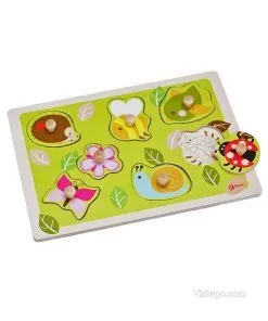 Дървен пъзел за игра - градина