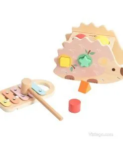 Дървен таралеж за игра – сортер с ксилофон