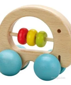 Дървена дрънкалка за бебета - слонче