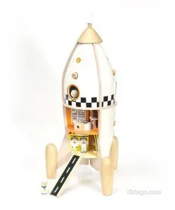 Дървена играчка с активности - Космическа ракета