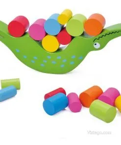 Дървена играчка за баланс с крокодилче
