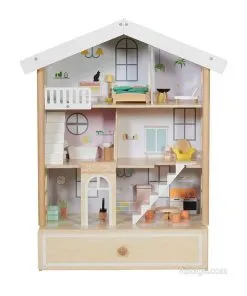 Дървена къща за кукли за богати игри