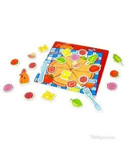 Дървена пица с магнитни части за игра