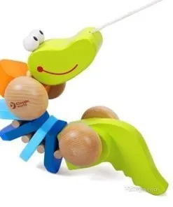 Дървено крокодилче за дърпане – забавна играчка