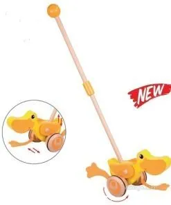 Дървено пате за бутане с весели звуци