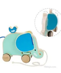 Дървено слонче за дърпане за игра