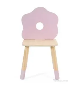 Дървено столче за деца с облегалка - Цвете