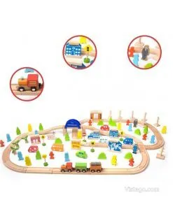 Дървено влакче с релси за много игра