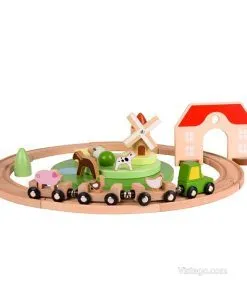 Дървено влакче за игра за забавни истории - Малката ферма