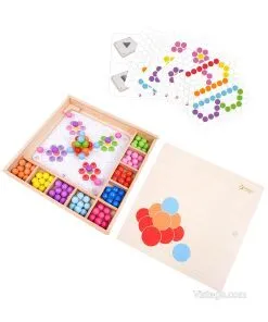 Детска дървена мозайка за цветни фигури