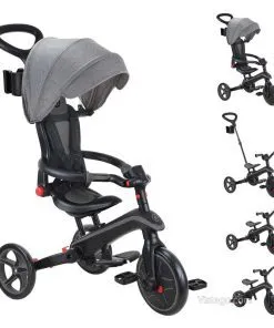 Детска триколка с удобства – сиво-черен цвят