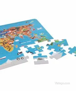 Детски дървен пъзел за игра – карта на света