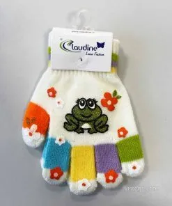 Детски ръкавички с уютен дизайн - бели, 3-5 год.