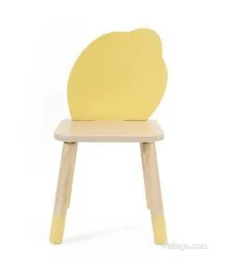 Детско дървено столче с облегалка - Лимон
