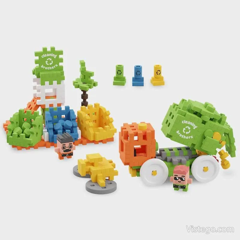 Мини вафлен конструктор за игра - Боклукчийски камион - 2