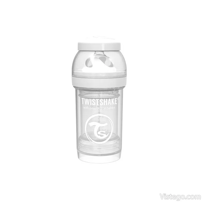Шише против колики Twistshake - бяло - 2