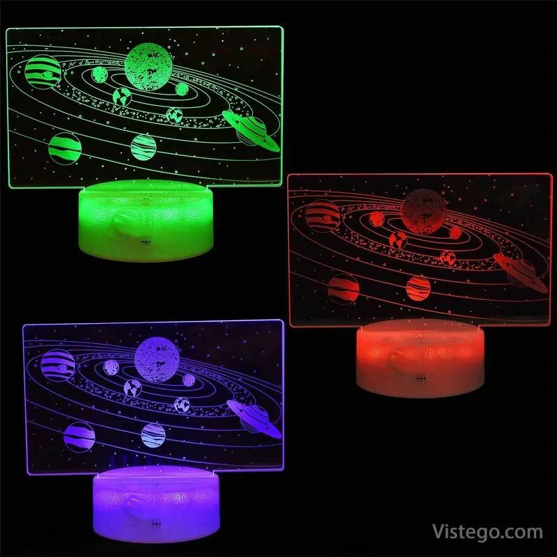 3D LED лампа нощна за деца – Слънчевата система - 2