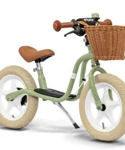 Баланс колело с кошничка за уверено каране - PUKY LR 1L CLASSIC в ретро зелен цвят