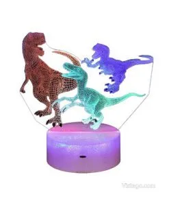 Нощна лампа с динозавър и 3D ефект