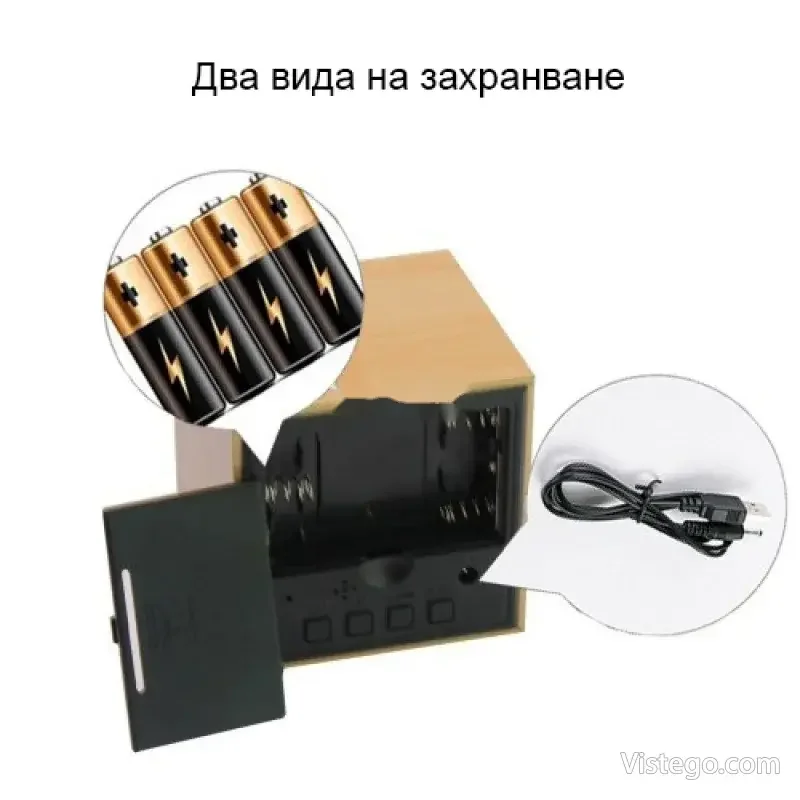 Дървен будилник куб с минималистичен стил - 5