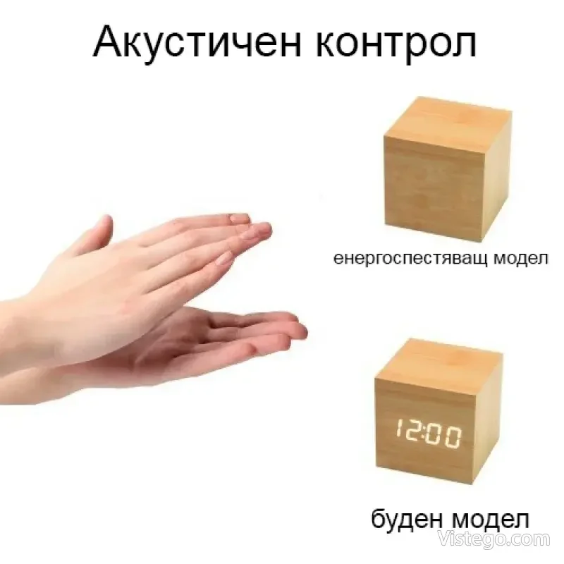 Дървен будилник куб с минималистичен стил - 6